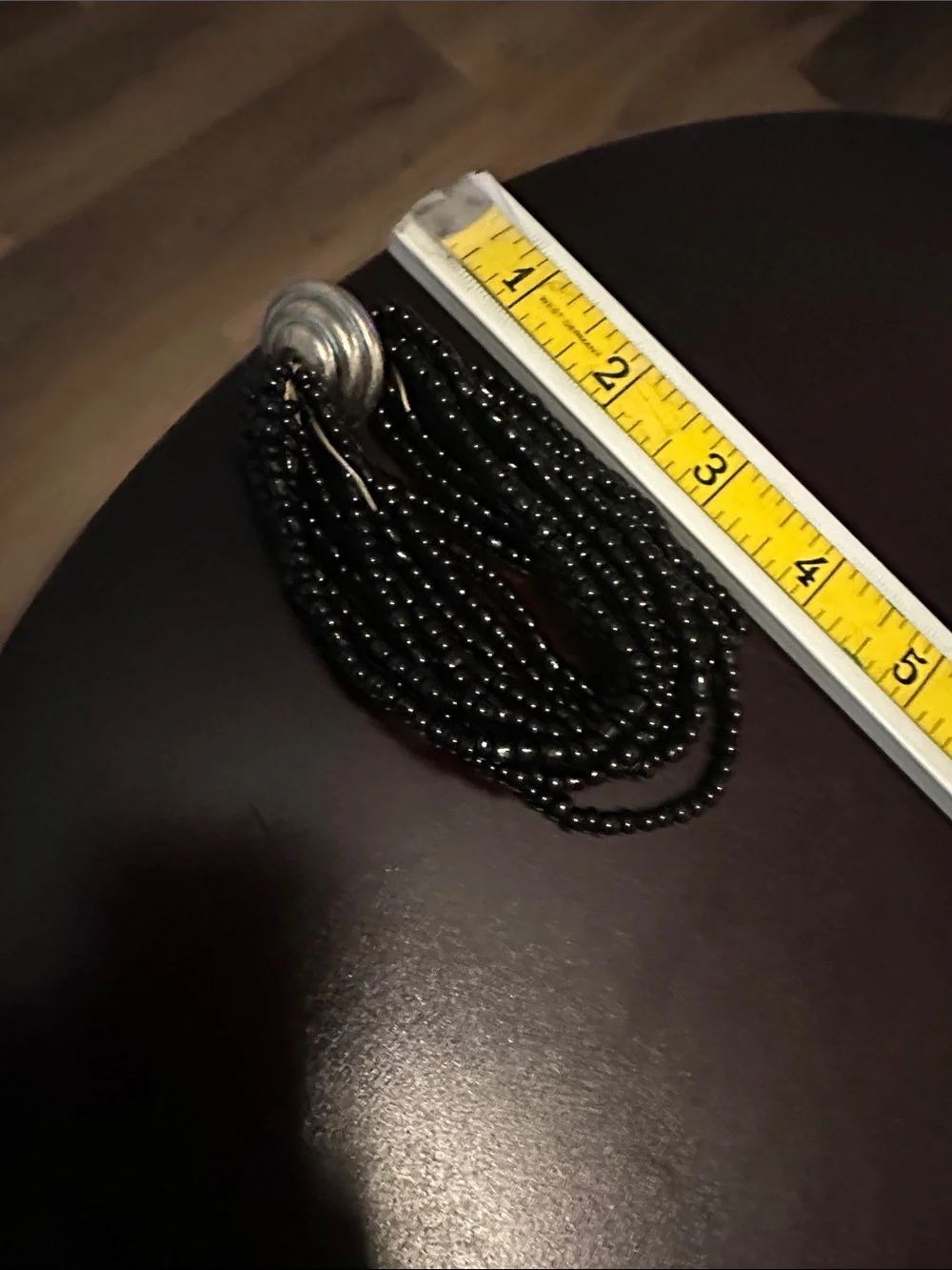 Multi-Strand Black Beaded Bracelet with Silver-Tone Accent